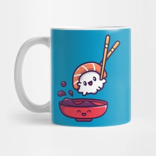 Cute Sushi With Soy Sauce Cartoon Vector Icon Illustration Mug